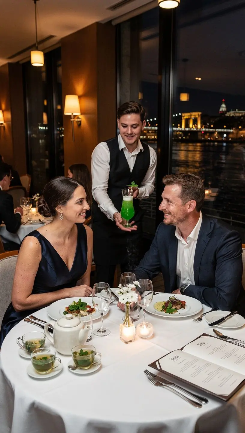 Pohár mentatea, mentás díszítéssel, jégkockákkal.